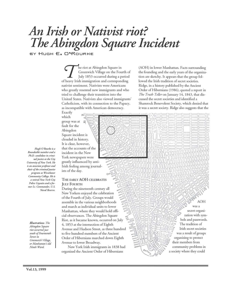 An Irish or Nativist riot? The Abingdon Square Incident by Hugh E. O ...